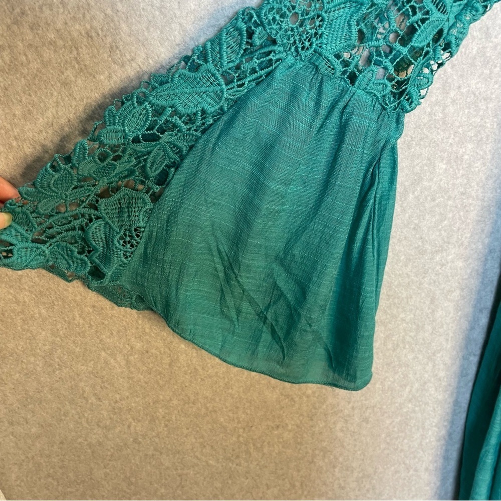 J Gee Babydoll Teal Lace Detail Long Sleeve Dress - Picture 5 of 6
